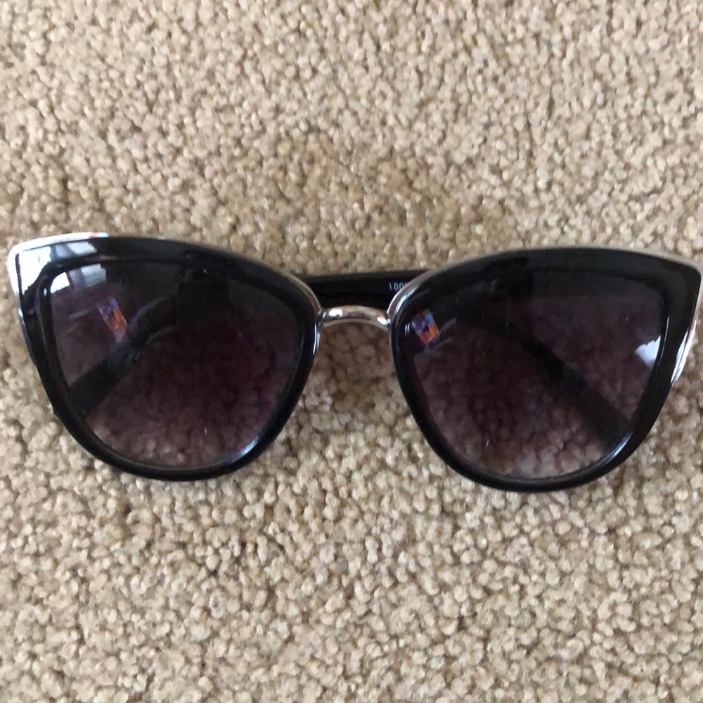 Black and silver cat eye sunglasses